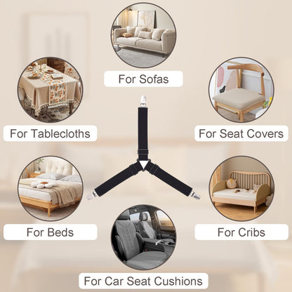 4 Pack Mattress Elastic Straps, Elastic Bed Sheet Holders for Corners Fitted Straps Clip Adjustable Bedsheet Grippers Mattress Sheet Corner Holders, Fitted Bedsheet Clip for Bedding Sofa Cover
