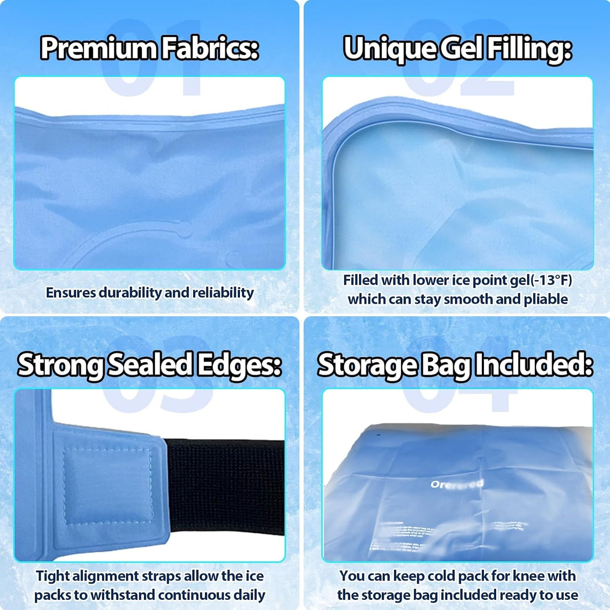 Ice Packs for Injuries Reusable Knee Gel Ice Pack Wrap for Swelling Black