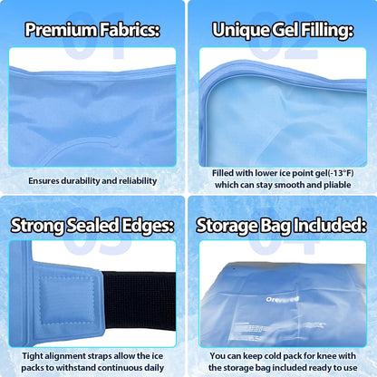 Ice Packs for Injuries Reusable Knee Gel Ice Pack Wrap for Swelling Black