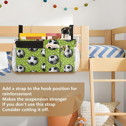 Bedside Caddy Hanging Bunk Bed Caddy Bed Organizer Hanging Pocket with 2 Hooks Bedside Storage Organizer Pocket Bag Holder Checkered Light Green - Colors B