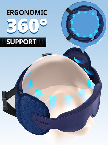 Inspireyes Travel Pillows for Airplanes, 360° Head Support for Long Flight, Soft Airplane Pillow with 3D Eye Mask for Sleeping, Stop Bobblehead, Airplane Headrest Gadgets, Light Black