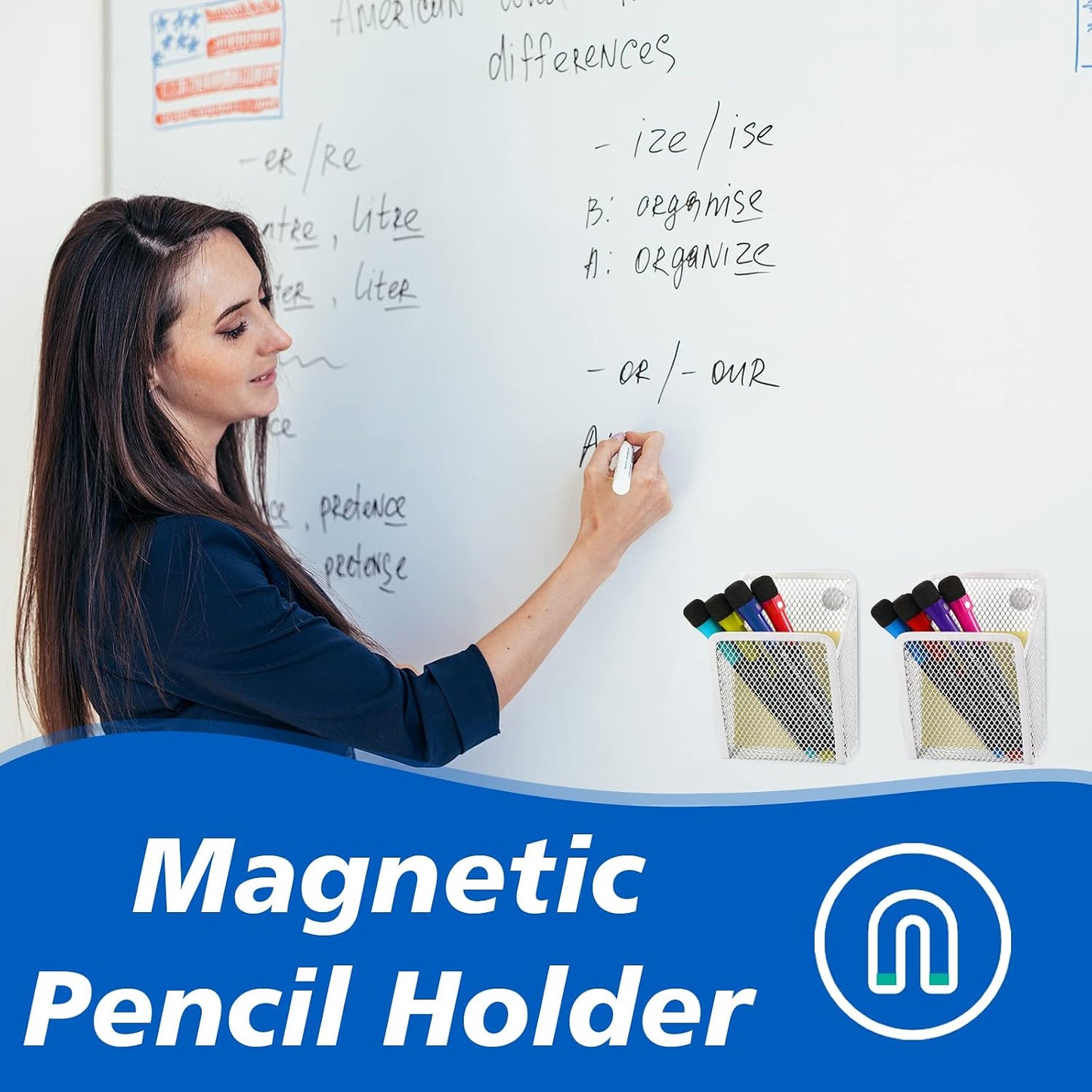 Fuutreo 2 Pack Magnetic Pencil Holder for Locker Refrigerator, Gold