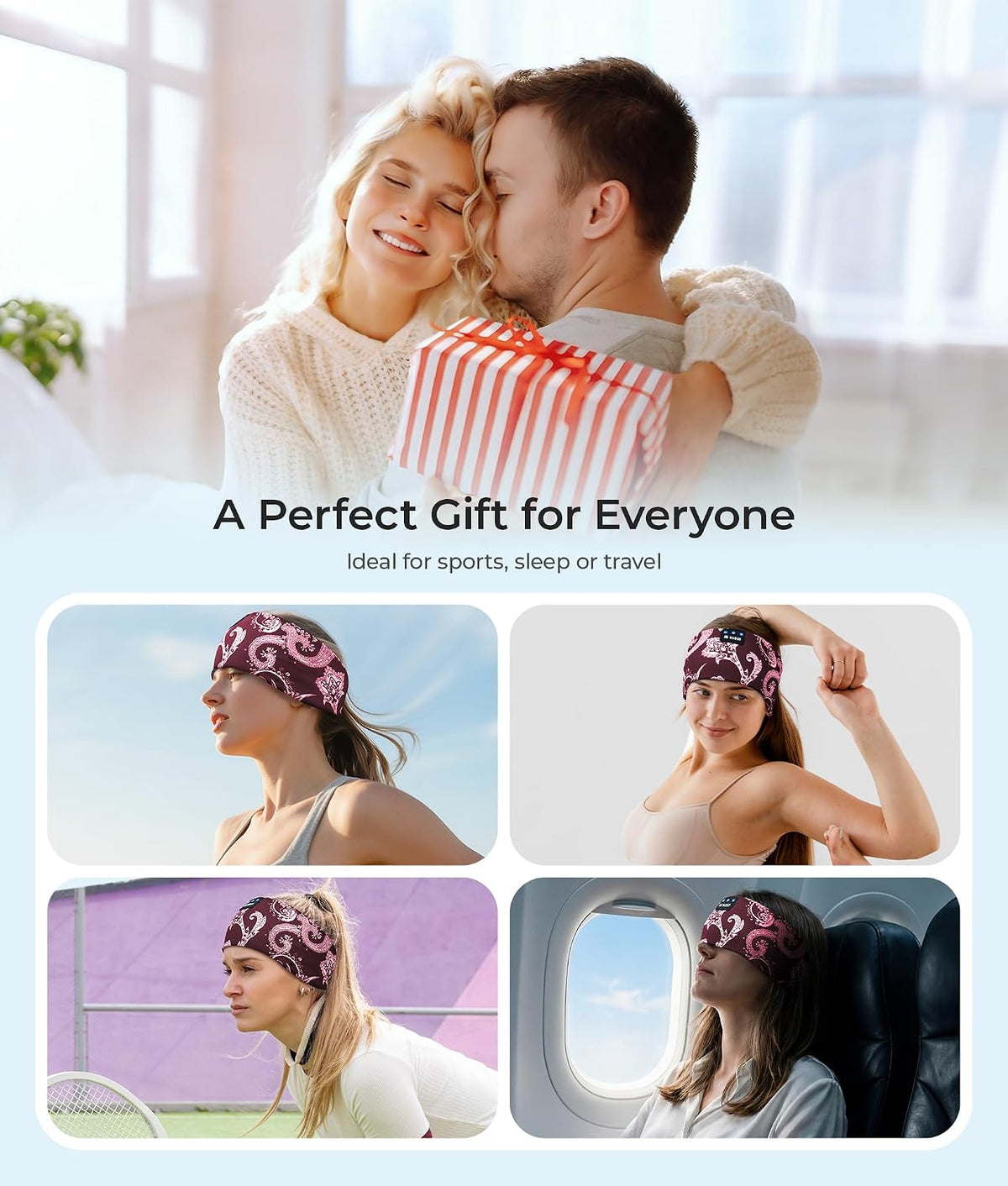 LOVE EYE Wireless Bluetooth 5.4 Sleep Headband Headphones for Side Sleeper