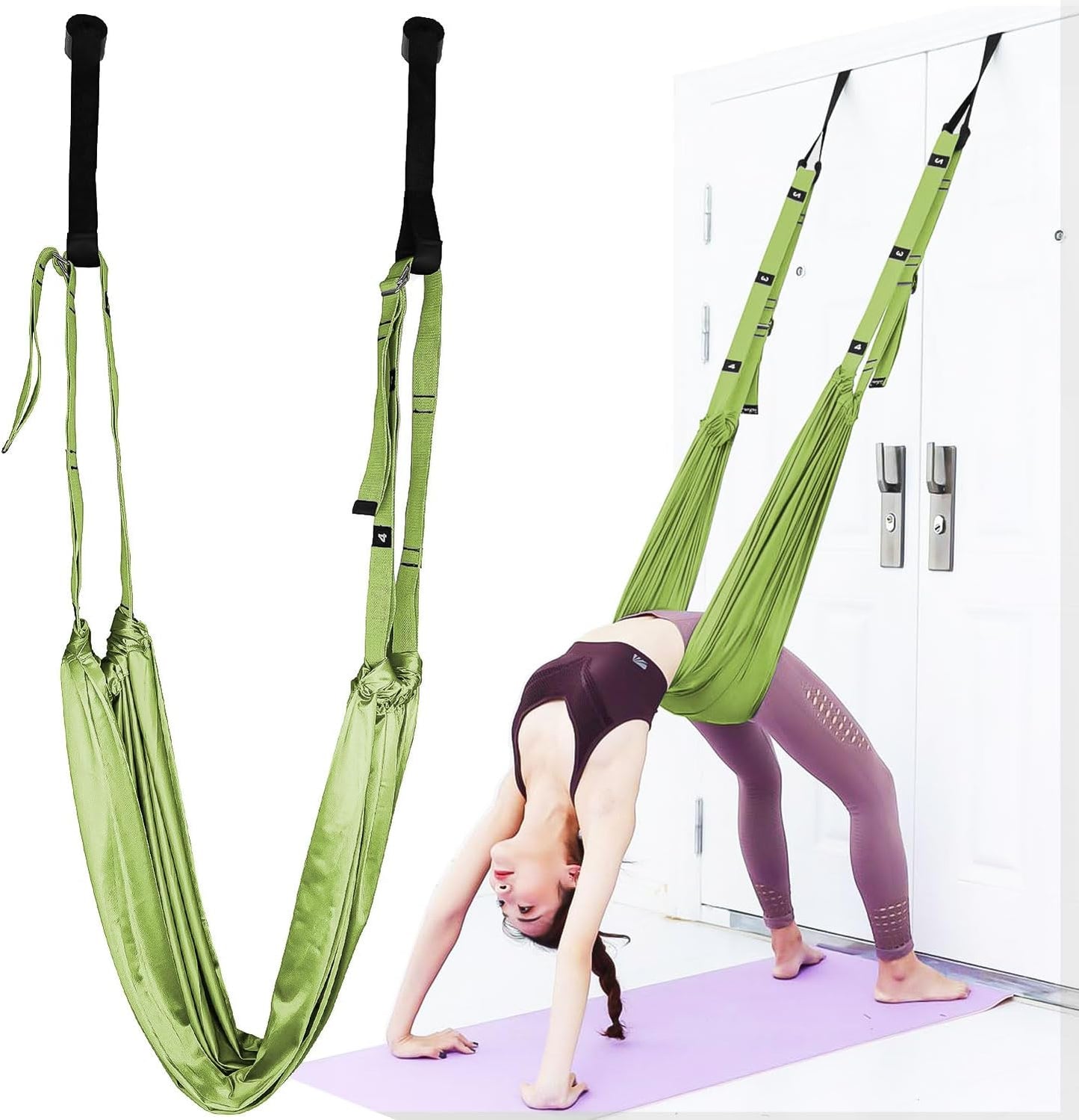Leg Stretcher Strap Adjustable Fitness Strap Band for Waist Trainer Stretching Door Swing Flexibility Tensile Trainer with Carrying Pouch Back Bend Go Upside-Down for Yoga Practitioner Ballet Dancer Gymnastics Exercises