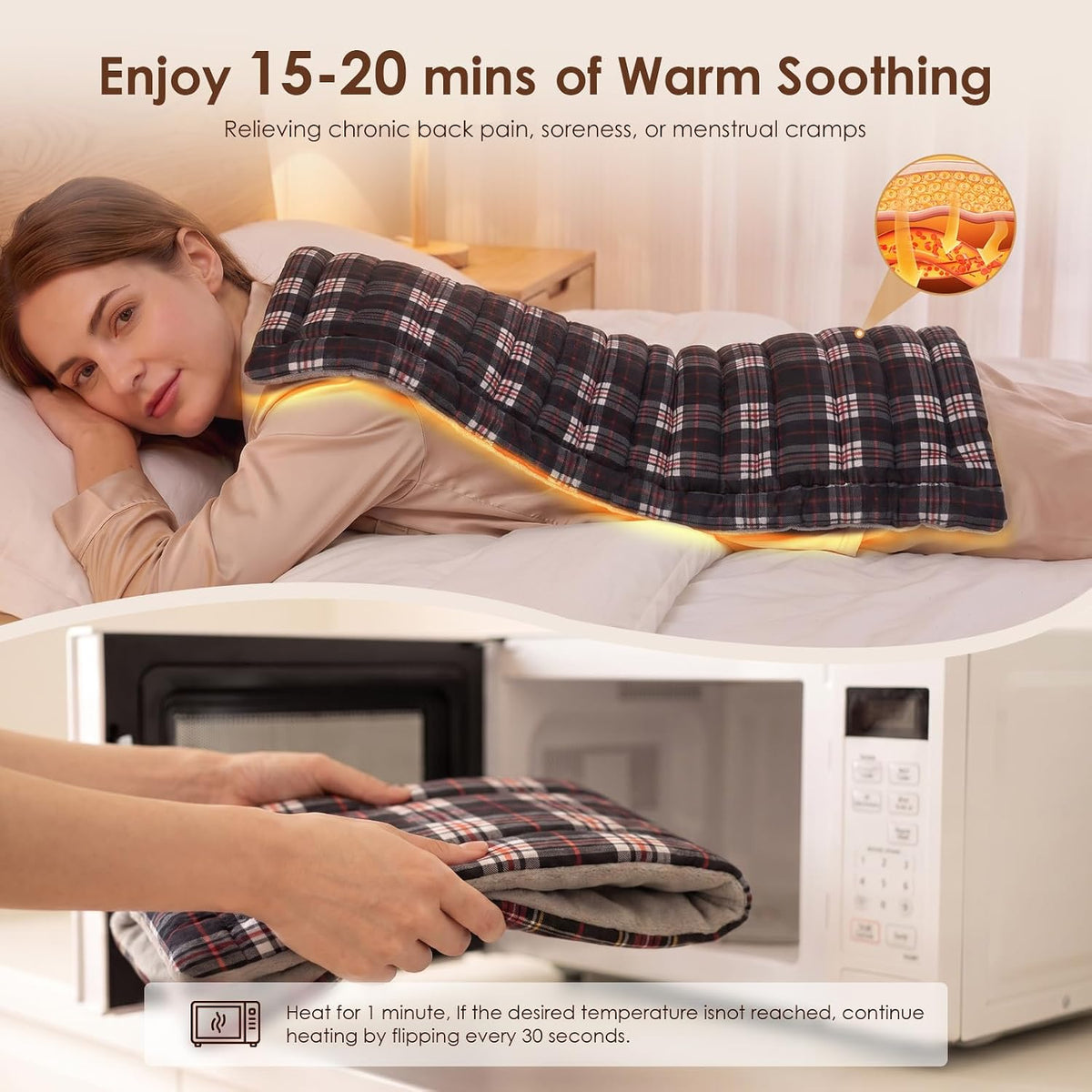 Microwave Heating Pad for Pain Relief, 8 x 18 Grey
