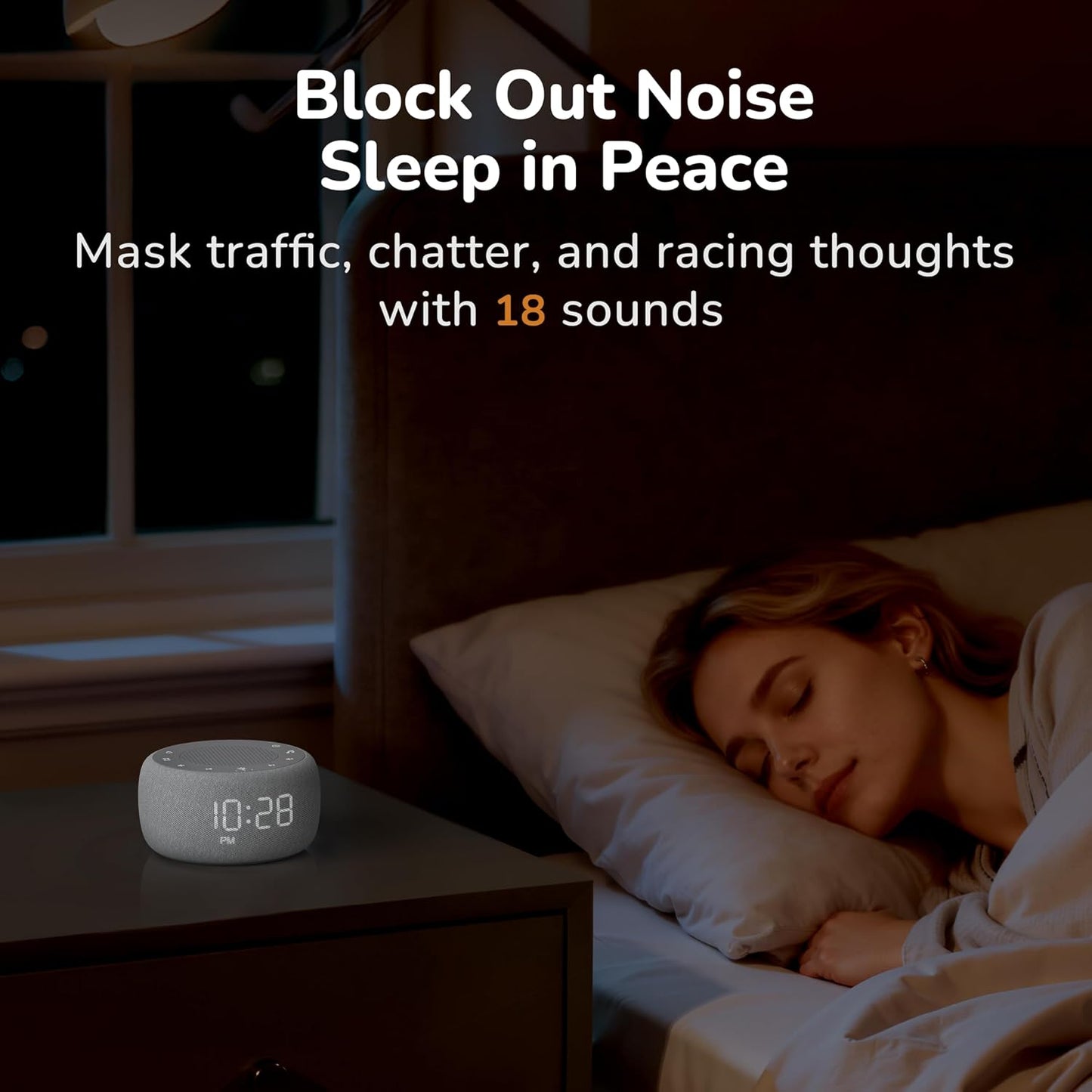 Buffbee Pro 2nd Gen| Sound Machine, Alarm Clock with Bluetooth Speaker | Upgraded Rechargeable Battery, White Noise Machine with 25 Sleep Sounds, Portable for Travel & Bedroom