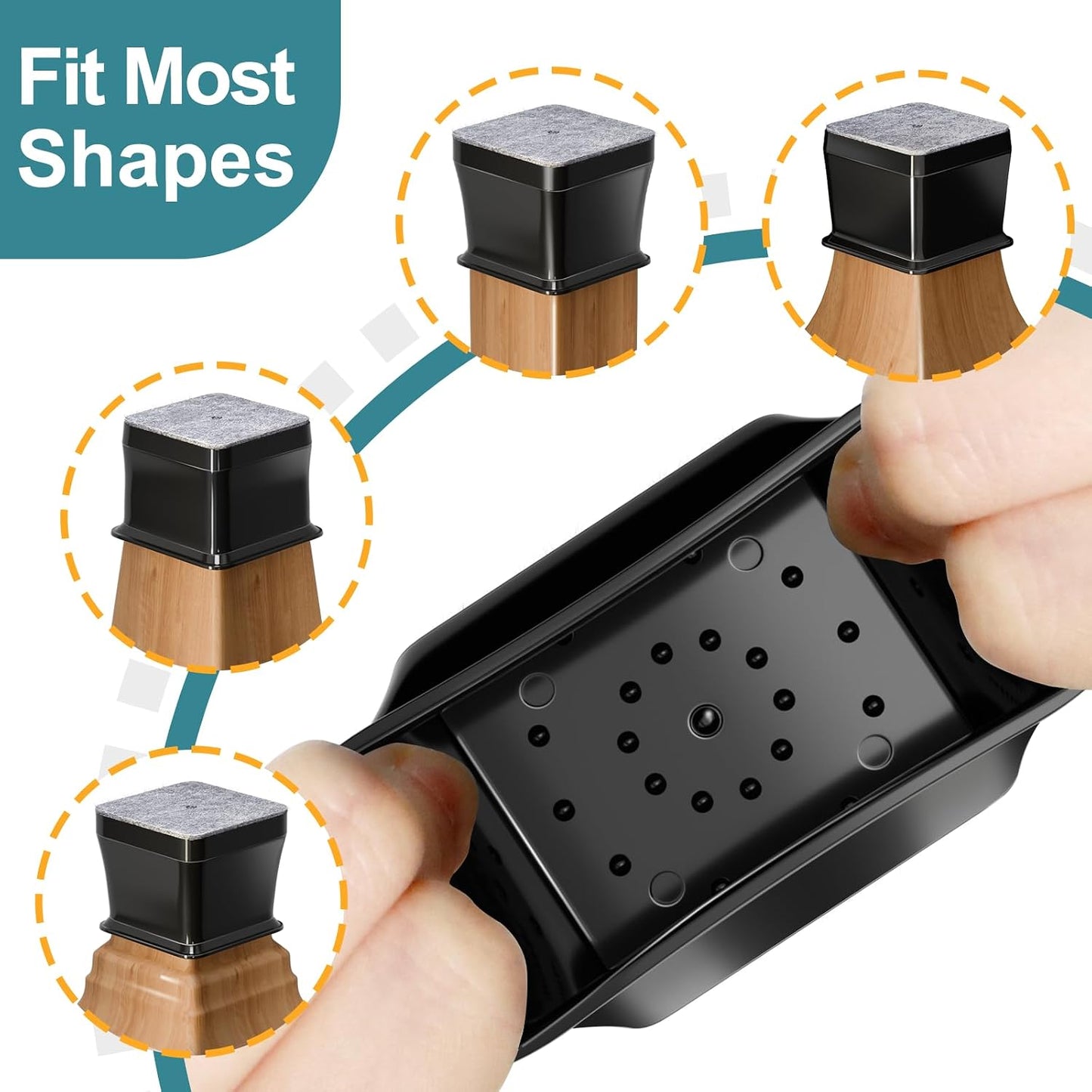 Ansible 24 Pcs Chair Leg Floor Protectors Square | Silicone Felt Furniture Leg Pads Caps Covers for Hardwood Floors (Fit:1-1/16" to 1-5/8")