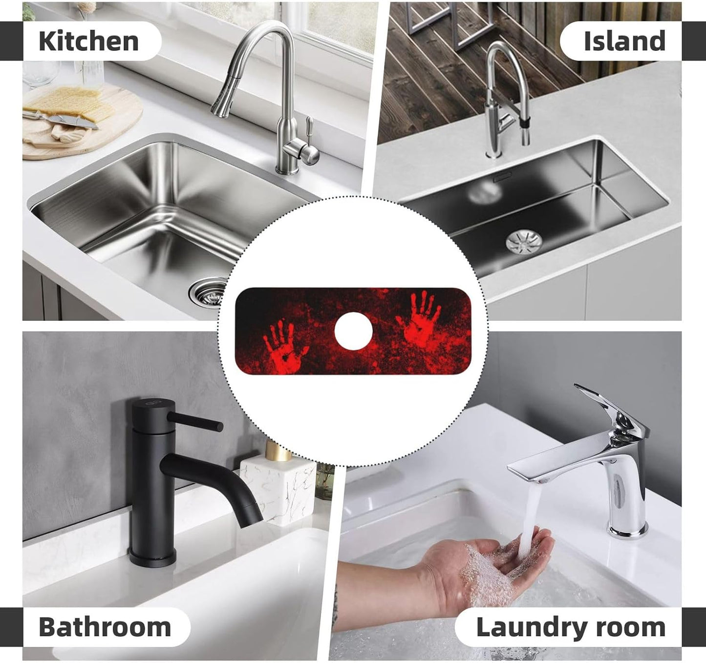 Wildflowers Floral Flower Kitchen Sink Splash Guard Faucet Mat Super Absorbent Fast Drying Mat Sink Gadgets-Fast Drying Pad Sink Mat For Kitchen Bathroom (15" X 5.5" )