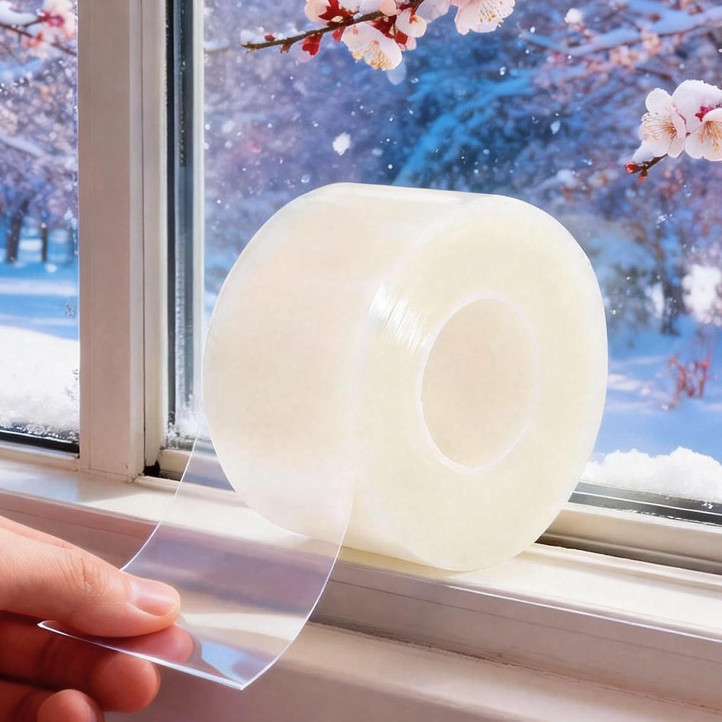 Window Sealing Tape 2 Inch x 33 Ft Transparent Window Insulation Waterproof Nano Draft Isolation Tape Clear Weather Stripping Caulk Tape for Window and Bathroom Shower Glass Side Gaps