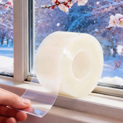 Window Sealing Tape 2 Inch x 33 Ft Transparent Window Insulation Waterproof Nano Draft Isolation Tape Clear Weather Stripping Caulk Tape for Window and Bathroom Shower Glass Side Gaps