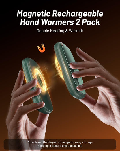 Hand Warmers Rechargeable 2 Pack, 3-Settings Rechargeable Hand Warmer, AI Smart Heating, Pocket Portable Electric Hands Warmer, Magnetic Handwarmers, A Winter for Kids and Loved Ones