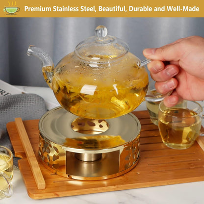 Teapot Warmer, Stainless Steel Tea Warmer with Candle Holder, Candle Heater for Heating Tea, Coffee and Milk, Universal Teapot Heater