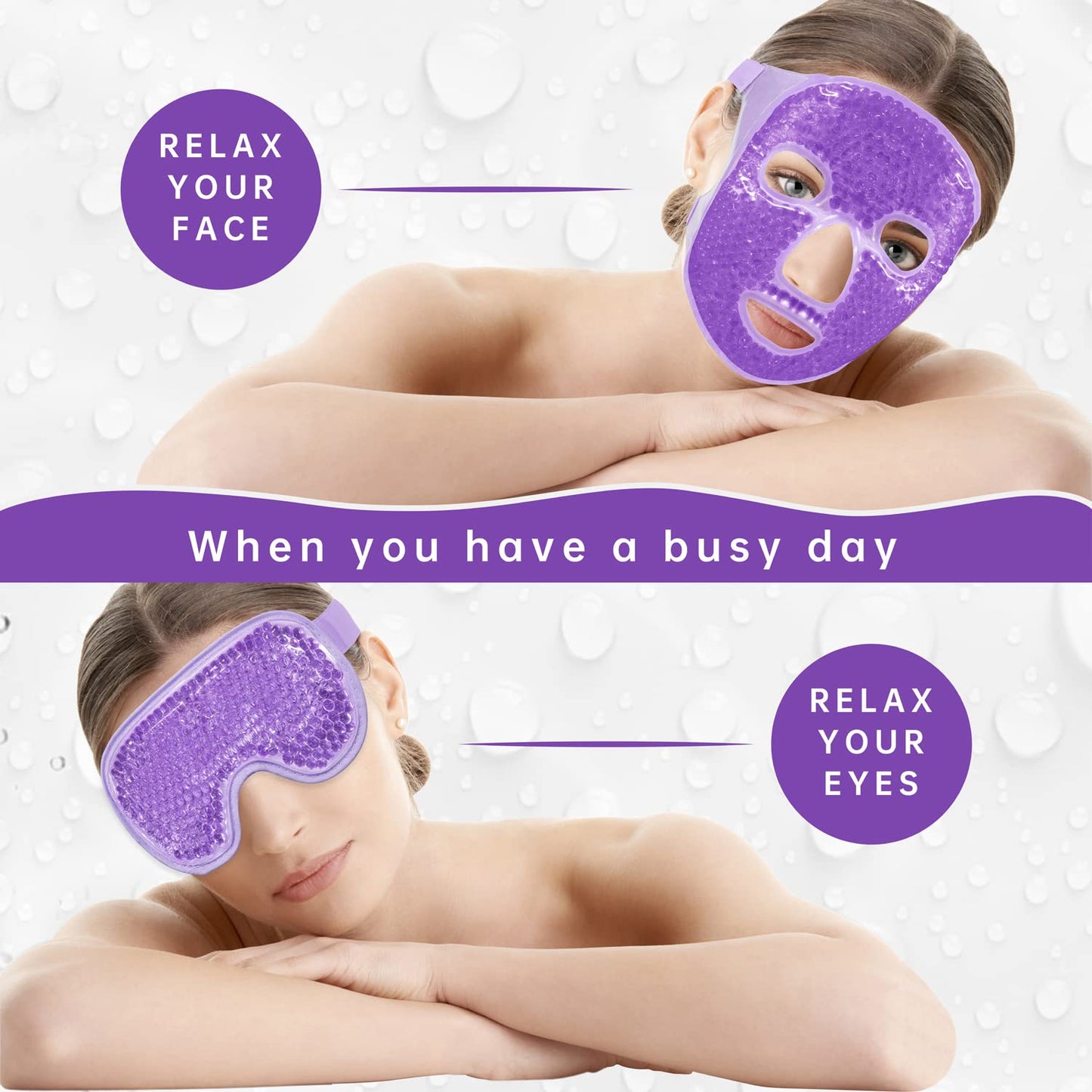 ZNÖCUETÖD Cold Face Eye Mask Ice Pack Reduce Facial Puff, Dark Circles, Hot Cold Compress Pack, Face SPA Gift for Woman Sleeping, Pressure, Headaches, Skin Care, Post Laser Cosmetic Care, Reversible