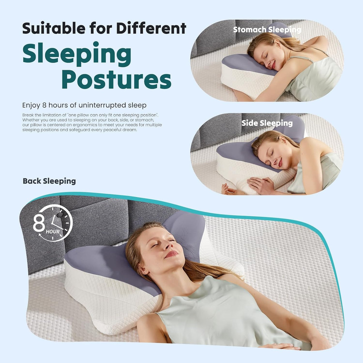 Sweetcrispy Cervical Pillow for Neck Pain Relief, Cooling Memory Foam