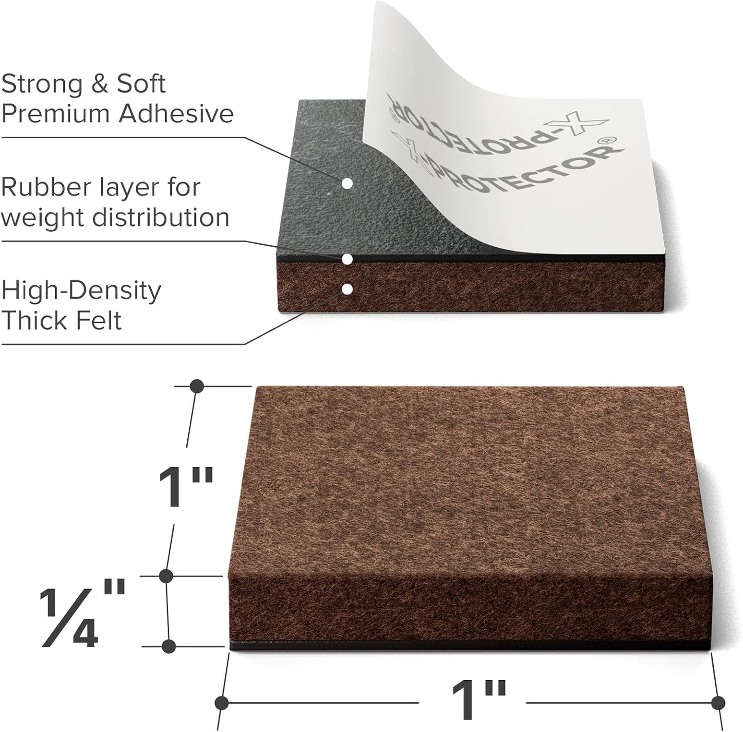 16 Heavy-Duty Felt Furniture Pads 2” 1/4” Thick X-Protector Round Felt Pads | Furniture Feet - The Best Felt Floor Protectors for Furniture to Prevent Scratches. Protect Your Hard Floor! (Beige)