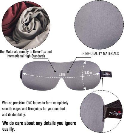 PrettyCare 3D Sleep Mask 2 Pack,Eye Mask for Side Sleeper 3D Contoured Sleeping Mask Blackout Out for Men- Blindfold Airplane with Ear Plugs, Night Masks with Travel Bag (Black&Blue)