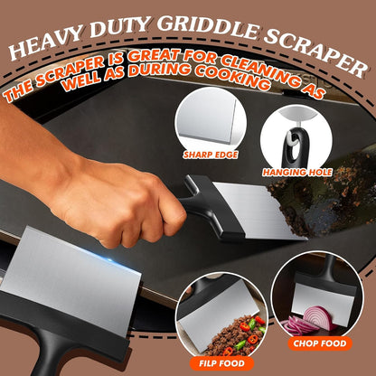 19 in 1 Griddle Cleaning Kit for Blackstone Accessory Cleaner Tool | Ergonomic Handle 12 Cleaning Pads 4 Grill Stone Griddle Scraper for Flattop Grill Cleaning, Easy to Remove Stain