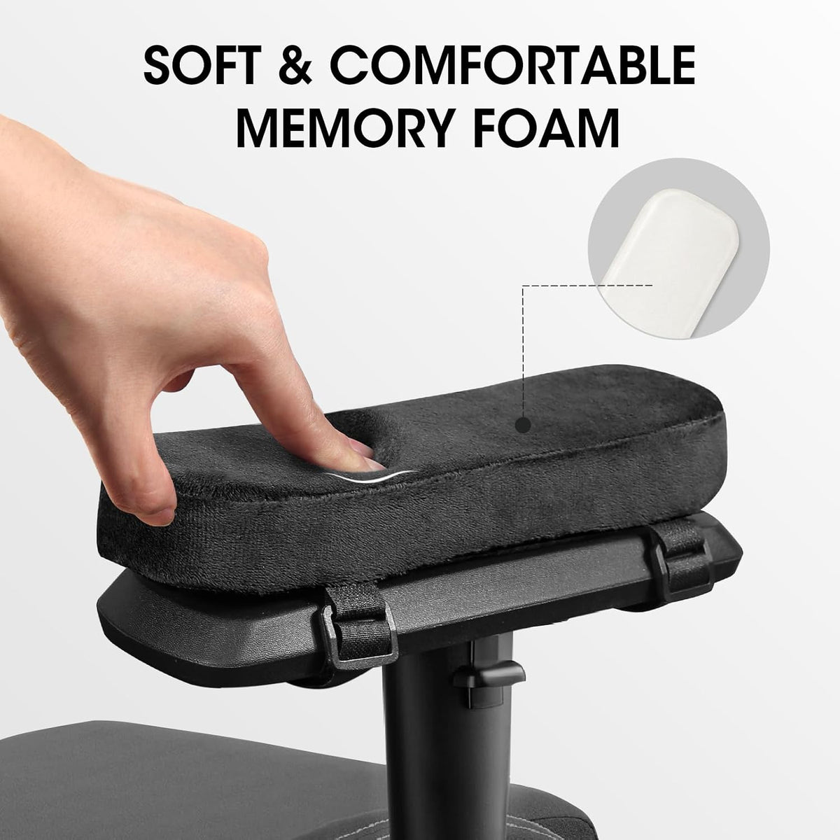 ZNCMRR 2 Pack Office Chair Armrest Pads Covers with Memory Foam(Black)