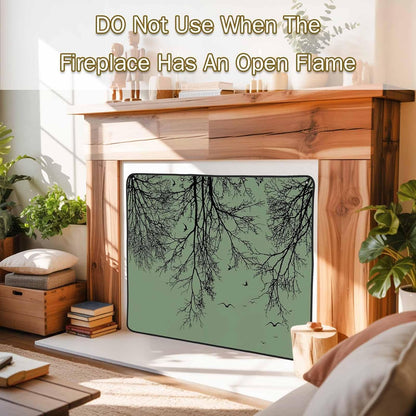 Magnetic Fireplace Cover Tree Branches Bird Fireplace Screen Decorative Brown Black Twigs Deadwood Insulation Fireplace Blocker Save Energy Fireplace Draft Stopper Covers for Living Room 45x34 Inch