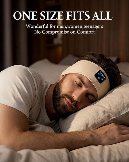 Perytong Sleep Headphones Bluetooth 5.4 Headband, Wireless Sleep Headphones with Ultra-Thin HD Stereo Speakers for Side Sleepers, Soft & Sweat Resistant Sport Headband for Yoga Travel Workout