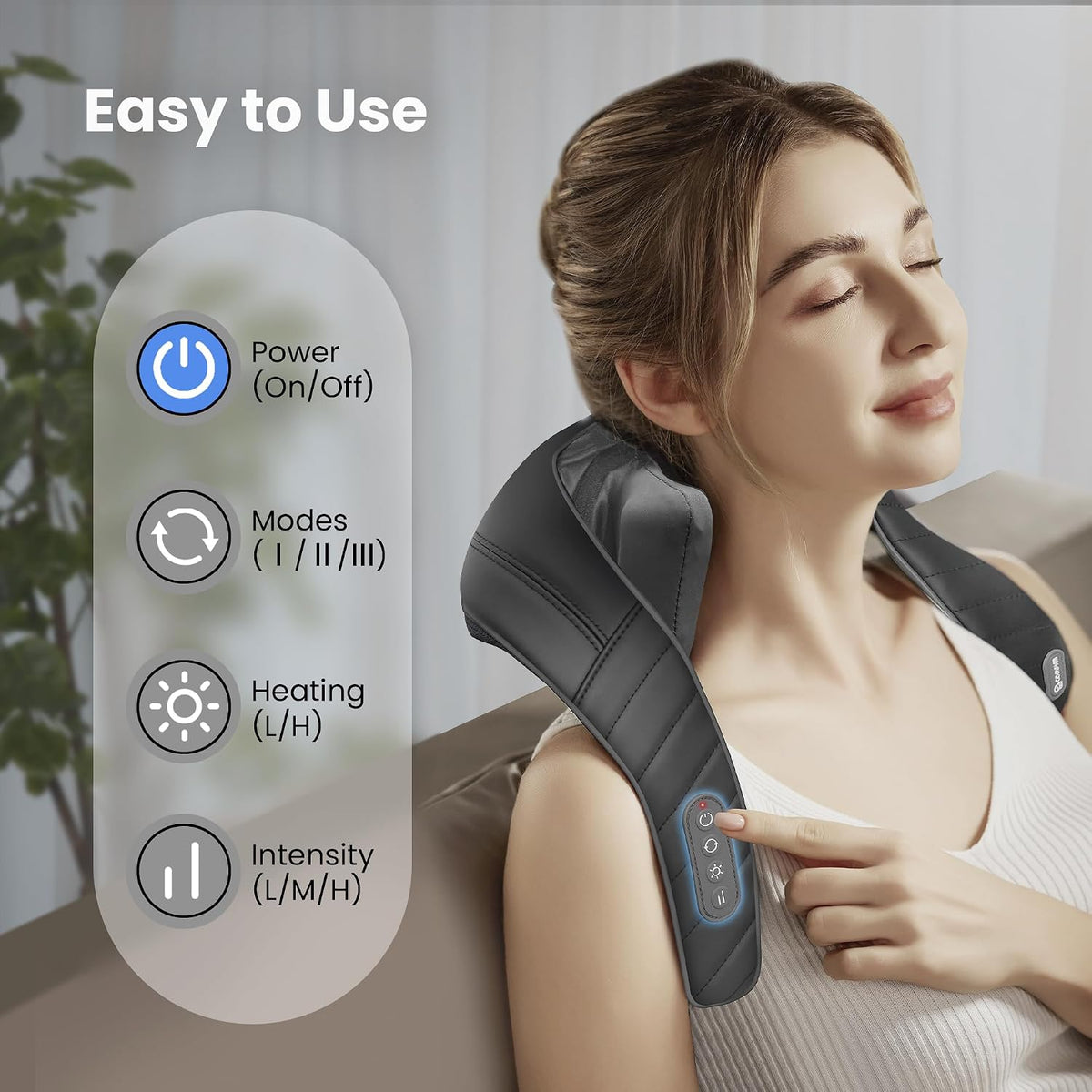 COMFIER Shiatsu Neck and Shoulder Massager with Heat,White Elephant Gifts for Adults,4D Deep Kneading Massage Pillow with Heat, Back Massager, Pillow Massage,Jet Black