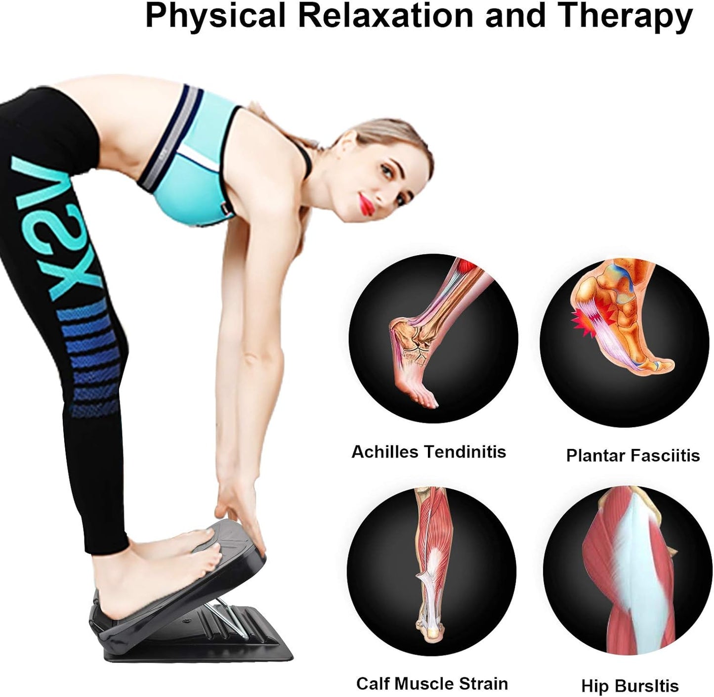 Slant Board, Calf Stretcher Ankle and Foot Incline Board for Stretching Tight Calves or Plantar Fasciitis Adjustable 4 Level (330 lb Capacity), Strength Training Equipment Leg Machines | Stretching Tight Calves or Plantar Fasciitis, Adjustable 4 Level,