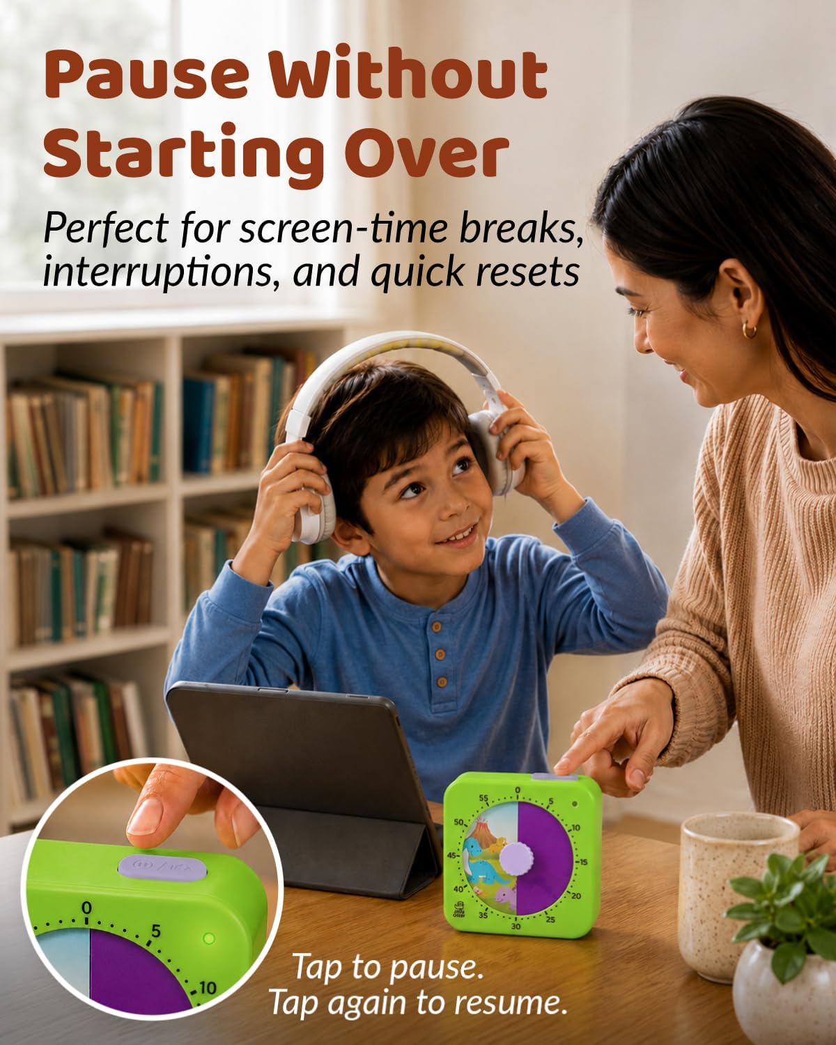 Visual Timer for Kids - The Perfect Kids Timer Visual Aid for Classroom, Home & Desk Use - Great for Study, Productivity, Toddlers Shower & Potty Training Time 60 Minute Countdown Timers (Dinosaur)