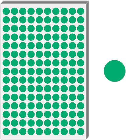 1/2" - Colored Dot Stickers, Round Labels - 6 Colors