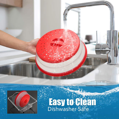 Microwave Cover for Food, Collapsible Microwave Splatter Cover Made of TPR Dishwasher-Safe BPA Free Grey