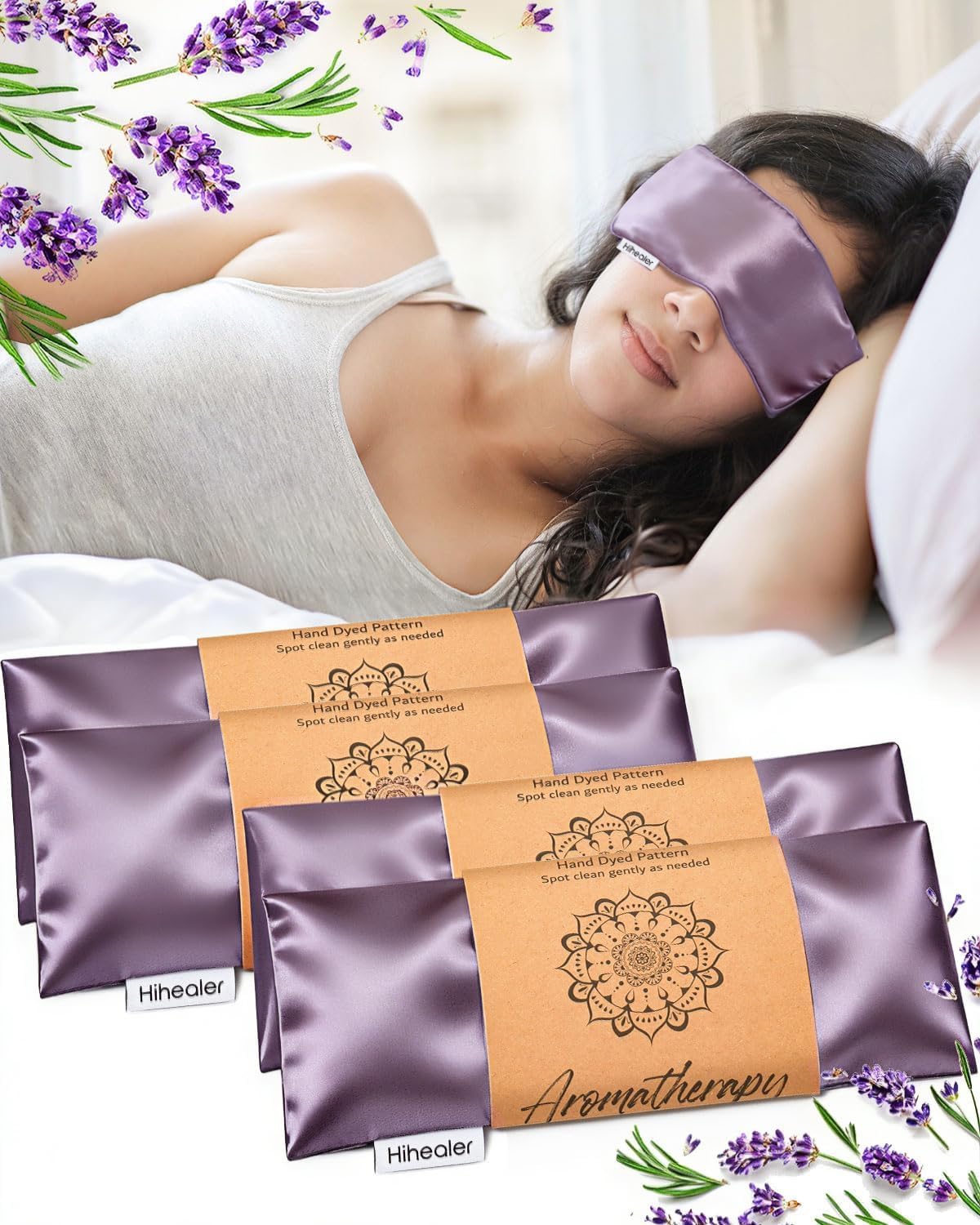 Hihealer Lavender Eye Pillow for Sleeping, Weighted Eye Mask for Spa, Yoga