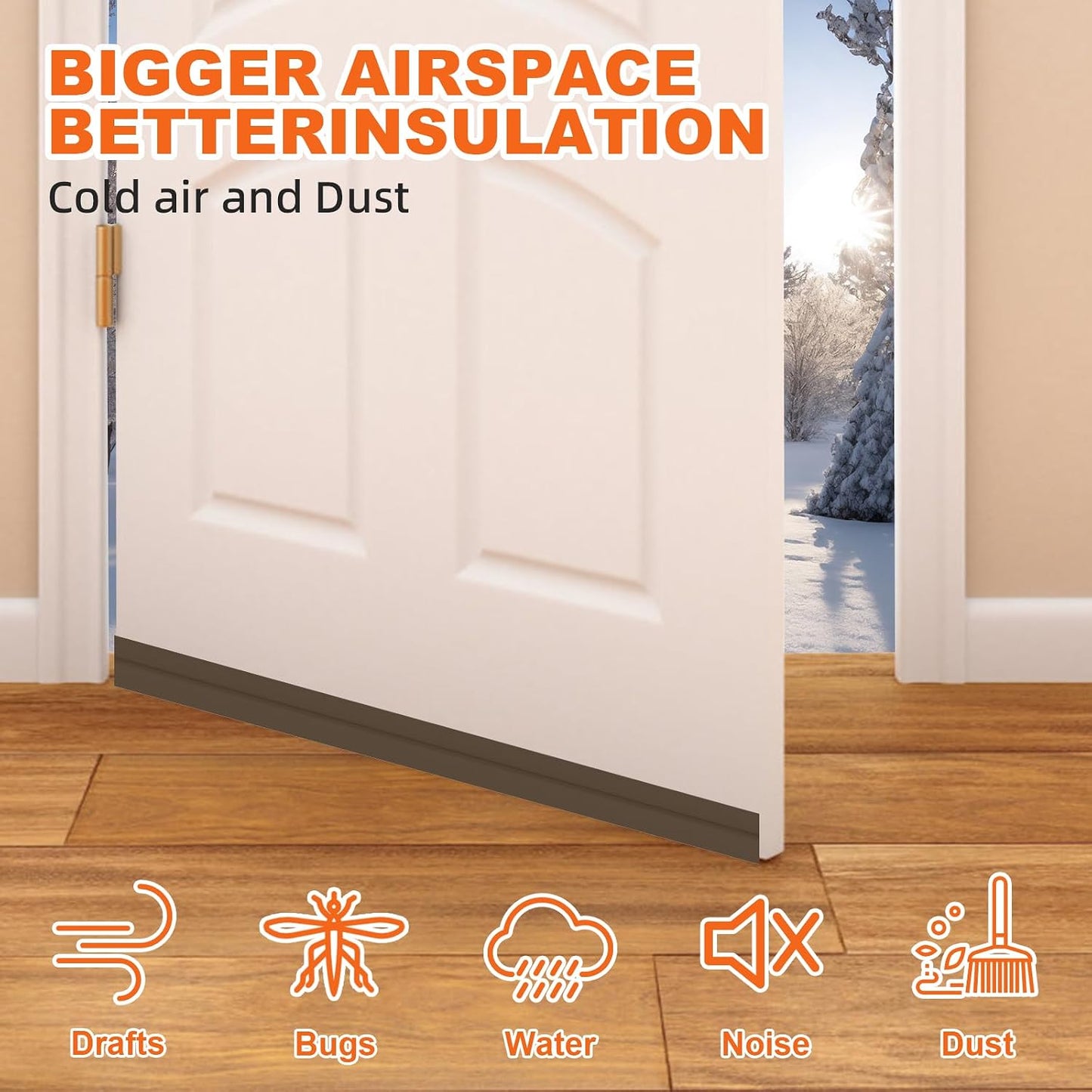 Door Draft Stopper, Door Sweep for Bottom of Door, Weather Stripping Door Seal Gap Filler Bottom Blocker Soundproofing Cold Air Insulation Save Energy Install Quickly Easily (Black, 39‘’)