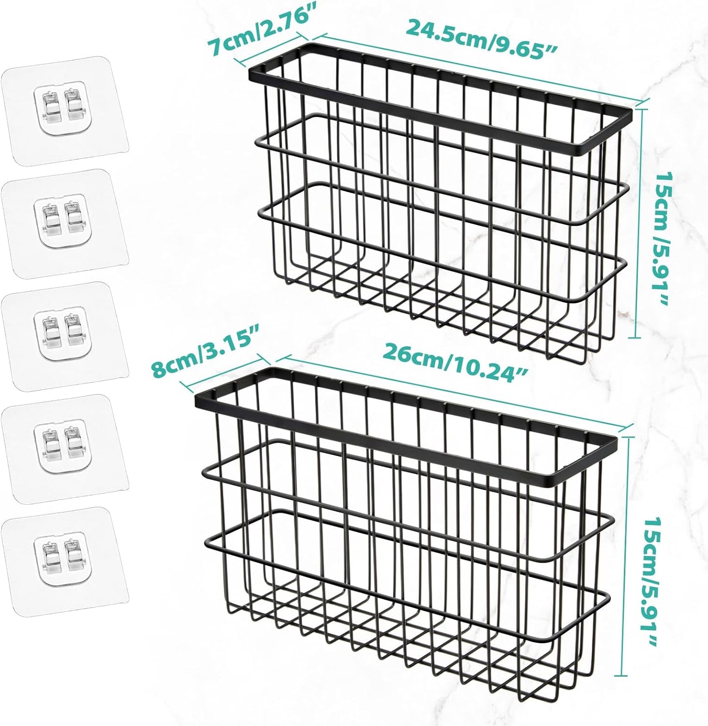 Sinnsally 2 Pack Cabinet Door Organizer,Self Adhesive Lid Organizers Inside Cabinet Storage Boxes,Hanging Storage Basket Organizer Wall Mounted Pantry Caddy Cup Holder for Kitchen,Fridge,Bathroom