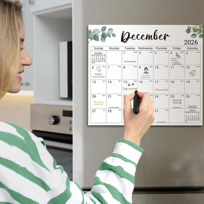 2026-2027 Magnetic Calendar for Refrigerator, Apr 2026-Dec 2027 | 21-Month Fridge Calendar 2026-2027 for Home Planning, Scheduling and Easy Organization, Greenery
