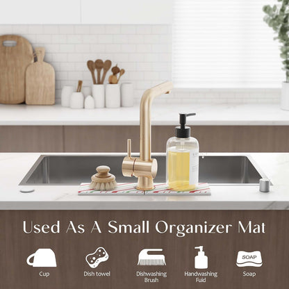 Diatomite Sink Splash Guard - DryingNeat Kitchen Faucet Mat, Instant Dry Water Absorbing Stone Tray for Sink, Durable Protector for Kitchen Bathroom Counter [Light Grey, 17.7" x 3.9"]