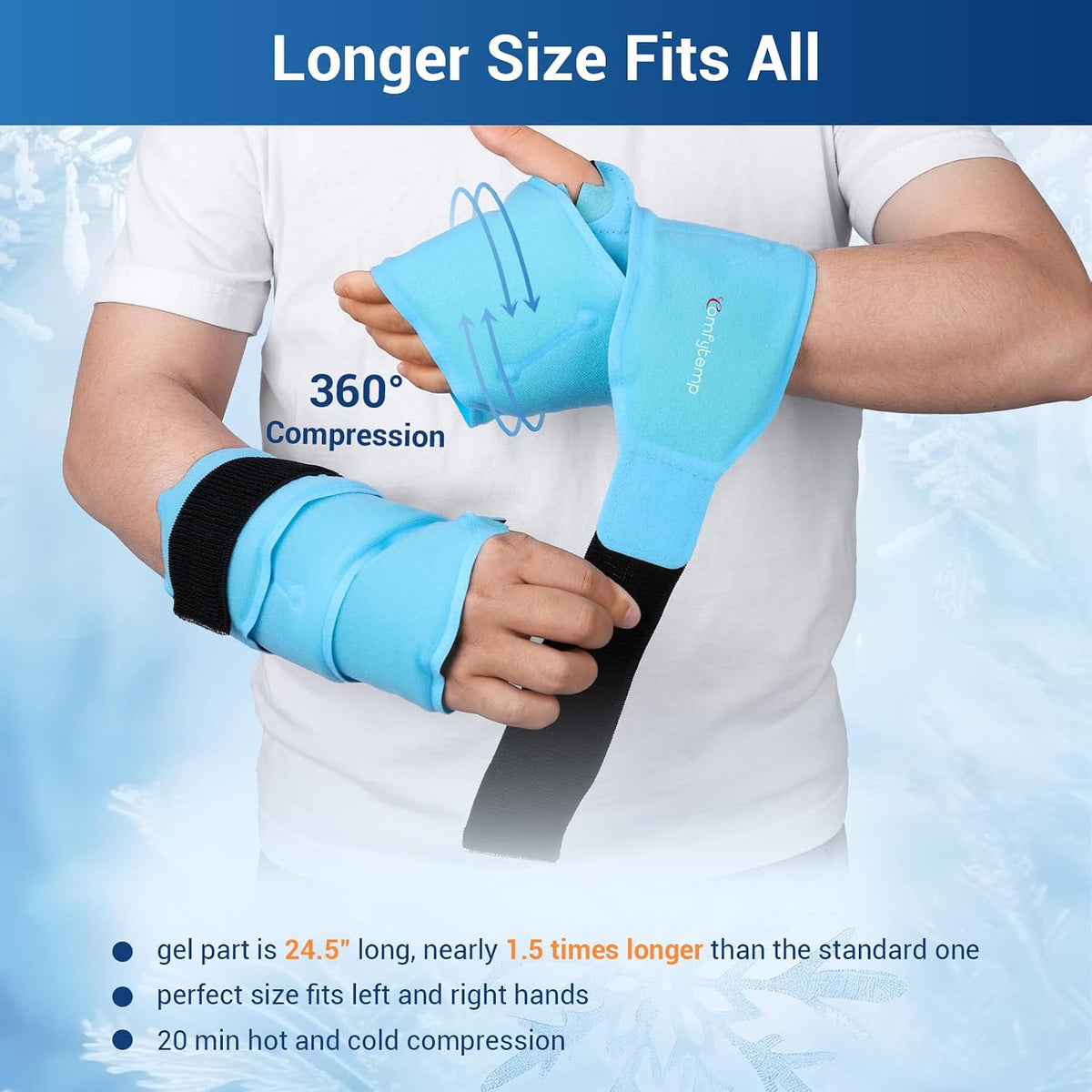 Comfytemp Wrist Ice Pack Wrap Carpal Tunnel Relief Wrist Brace, 2 Packs