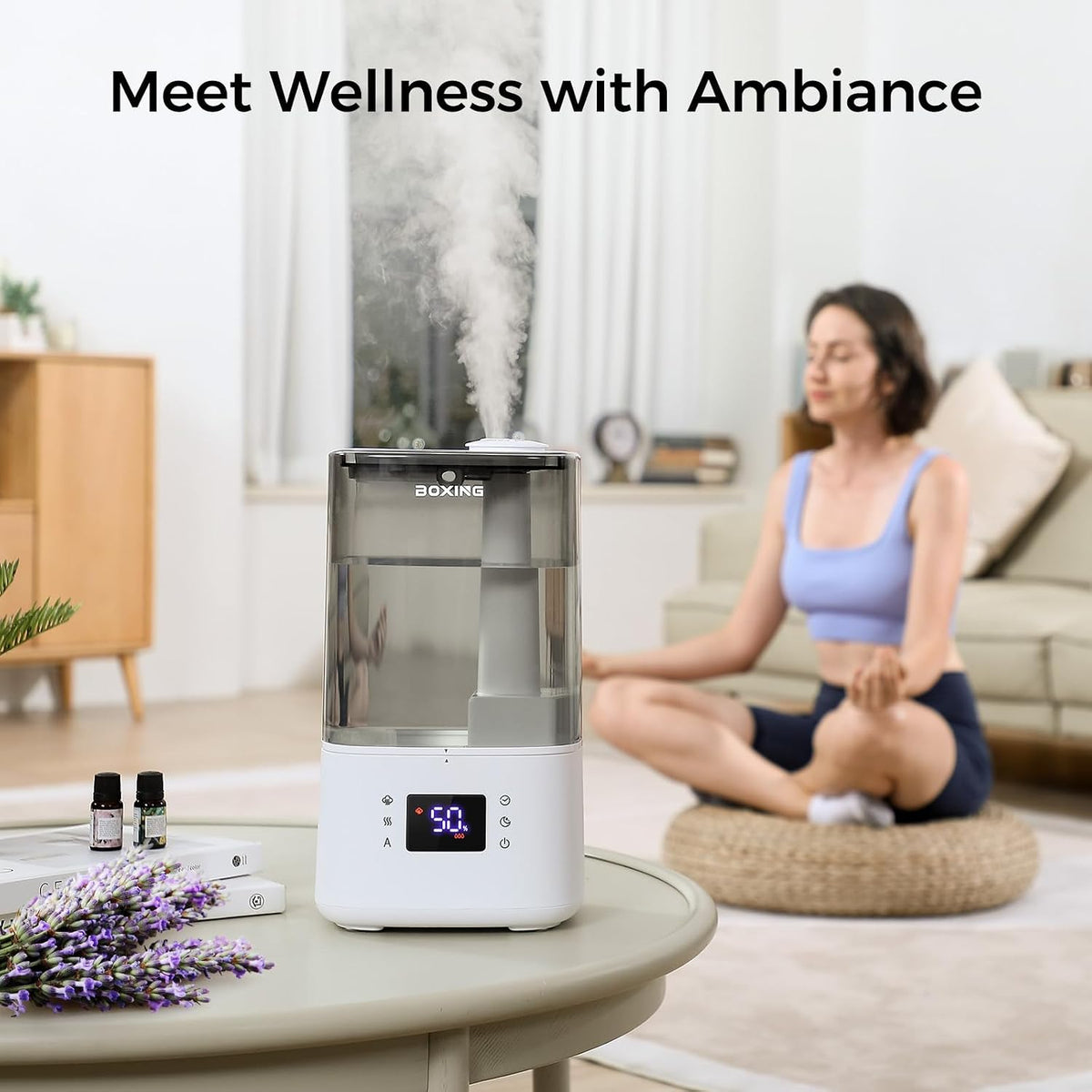 BOXING 4.5L Warm&Cool Mist Humidifier, Humidistat, Auto Mode, Remote,Timer