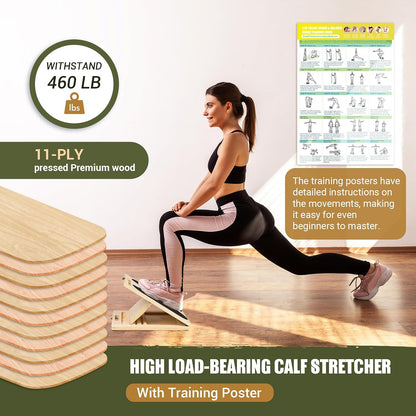 Slant Board Calf Stretching, 300 LBS Capacity Portable Wooden Incline Board