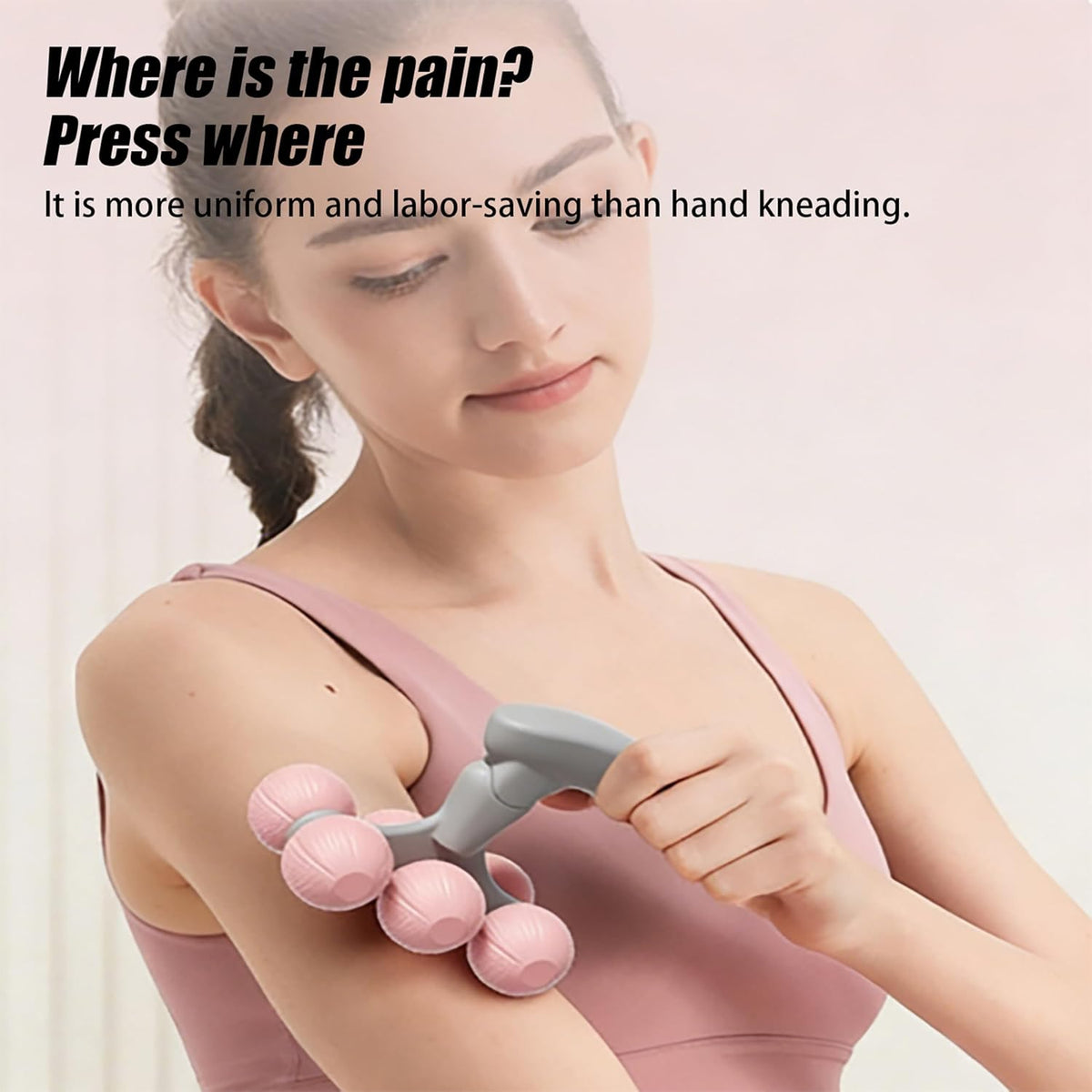 6-Wheel Handheld Massage Roller for Muscle Pain Relief (Blue)