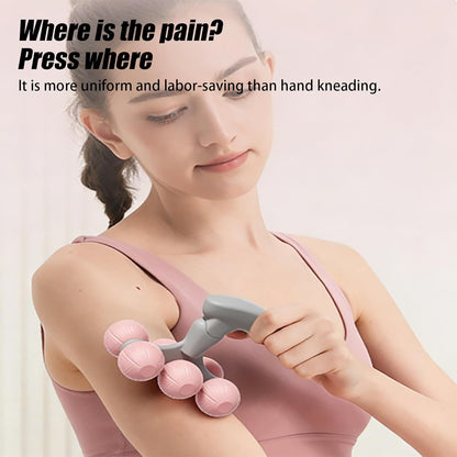 6-Wheel Handheld Massage Roller for Muscle Pain Relief (Blue)