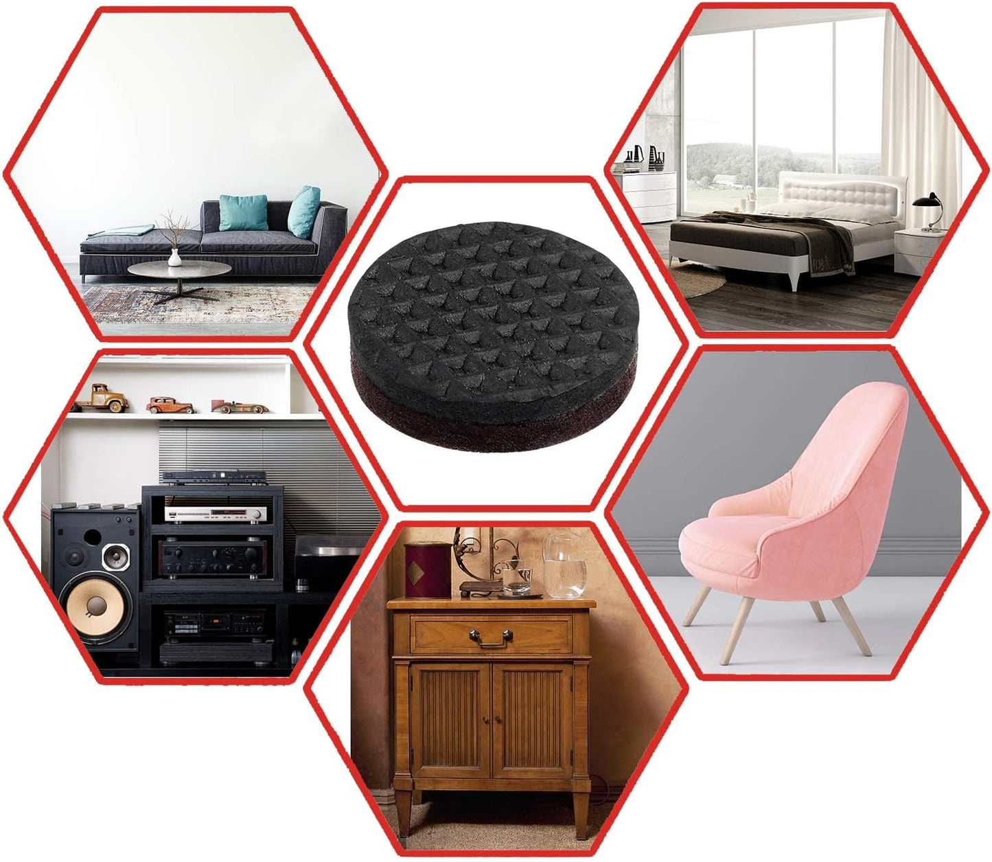 Non Slip Furniture Pads -56 pcs（1+2）” Furniture Grippers, Non Skid Furniture Legs,Self Adhesive Rubber Furniture Feet, Anti Slide Furniture Hardwood Floor Protector for Keep Couch Stoppers