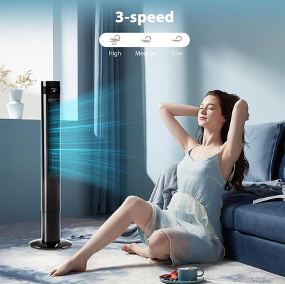 Antarctic Star Tower Fan 85°Oscillating Fan Quiet Cooling 12H Timer Remote Control Bladeless Electric 3 Speeds Wind 3 Modes, 42INCH, PINK