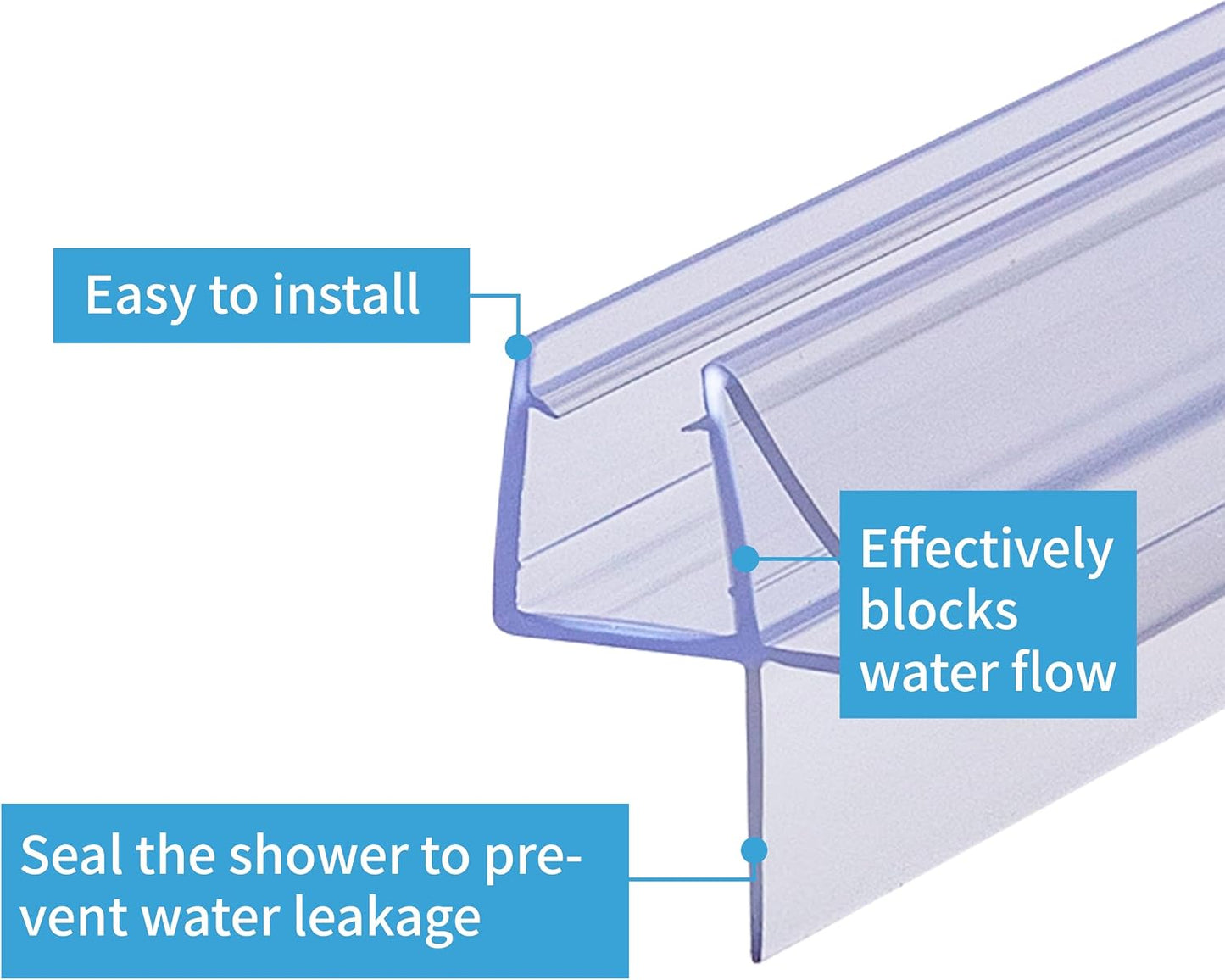 2-Pack ShowerDoor Bottom Seal 3/8" x 36" Polycarbonate Frameless Ultra Clear Shower Door Seal Strip for Glass Doors Stop Leaks and Create a Water Barrier Replacement Shower Cubicle