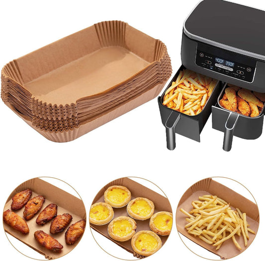 Ecfvtp Air Fryer Disposable Paper Liner, Food Grade Parchment Liners for Ninja DZ201, Air Fryer Accessories Baking Paper (9 * 6,Thicken Natural)