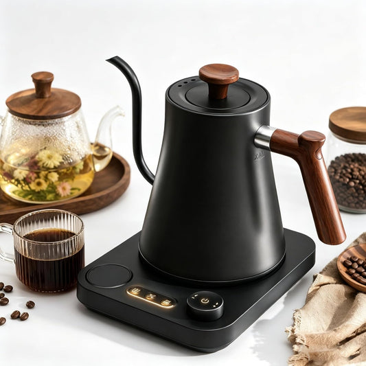 Gooseneck Electric Tea Kettle with Pour Over Pot with LED & Precise 1°F Temp Control,Keep Warm, Hot Water Kettle for Home/Office 304 Stainless Steel (White)