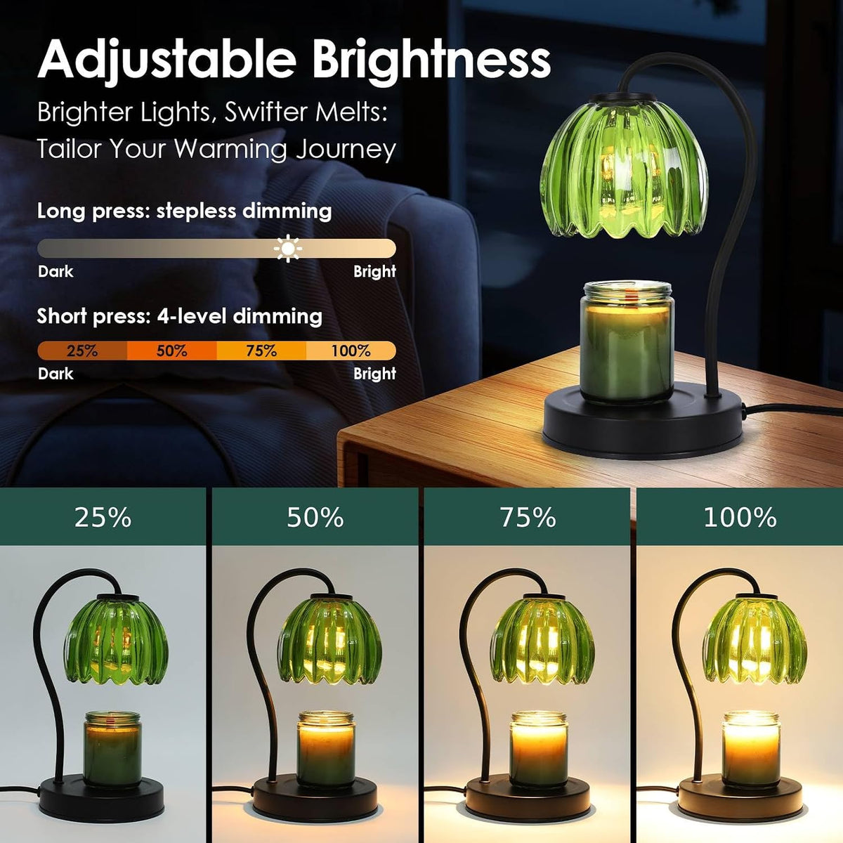 Electric Candle Warmer Lamp with Timer & Dimmer, Gray Tulip Lampshade