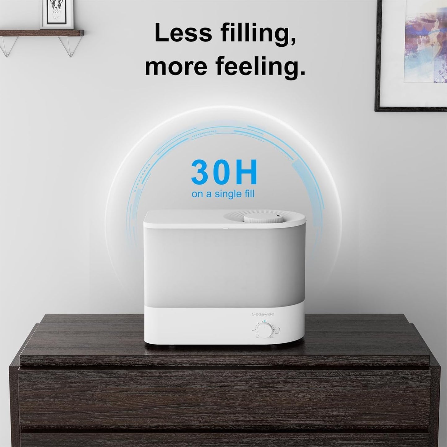 MEGAWISE 3.5L Cool Mist Humidifier – Ultra-Quiet Ultrasonic Vaporizer with Top-Fill Design, Essential Oil Diffuser, 7-Color Night Light & Auto Shut-Off