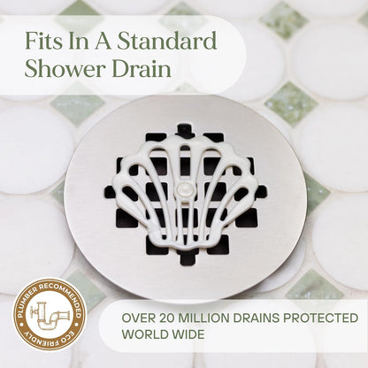 Shower Drain Hair Catcher – Disposable Bathroom Hair Trap, Easy to Install in Shower Drain Cover, Helps Prevent Clogs – As Seen on Shark Tank – Silver Flower (4-Pack)