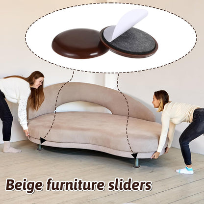 12Pcs Furniture Sliders for Carpet, 2-inch Self Adhesive Chair Gliders Stick Furniture Movers for Easy Moving on Carpet and Hardwood Floors(Coffee)