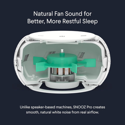 SNOOZ Pro White Noise Sound Machine - Natural Fan Noise, Non-Looping Sound, App Scheduler - Travel Case Included, Sleep Aid for Adults & Baby, 10 Volume Settings, Portable, Gift Registry - Cotton