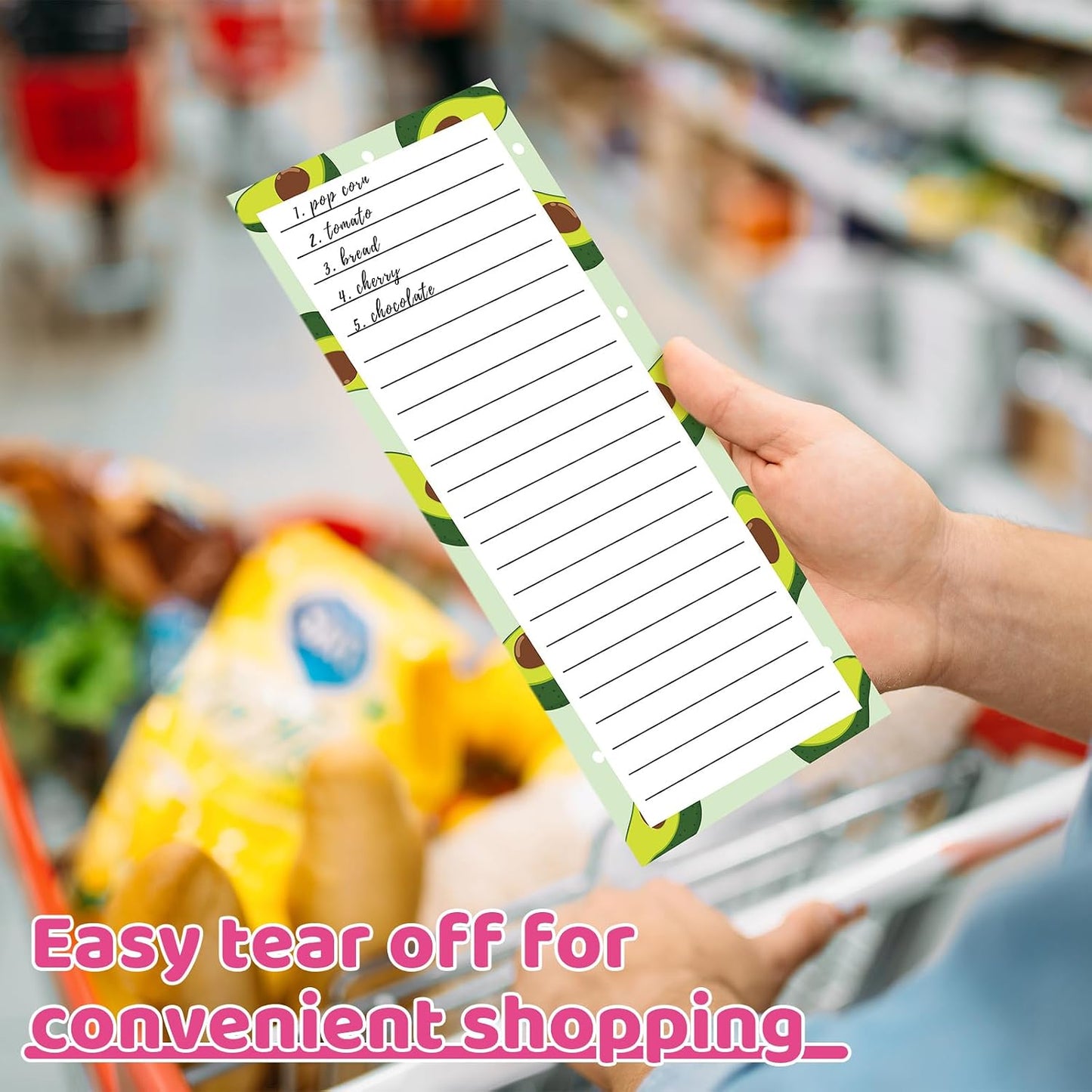Thboxes 4 Pack Magnetic Note Pad for Fridge with Pen Holder, Totally 200 Sheets Grocery List Magnet Pad for Refrigerator Magnetic Shopping List Pad（Fruit Design） | Full-Back Magnet, 80Gsm FSC-certified Paper, School Office Home Supplies Grocery List
